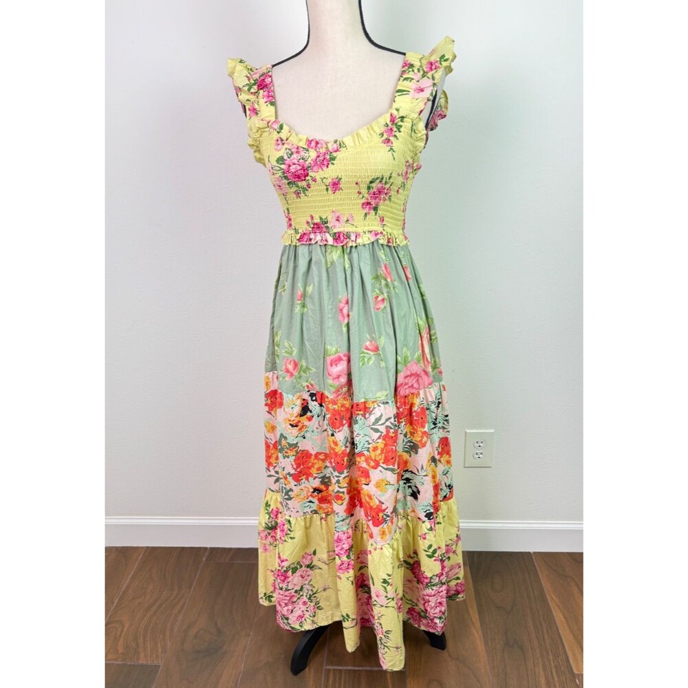 Rebellion Again Floral Patchwork Maxi Dress Medium Cottagecore Boho Prairie